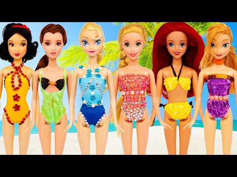 DIY How to Make Sparkling Swimsuits and Bikinis for Disney Princess Dolls