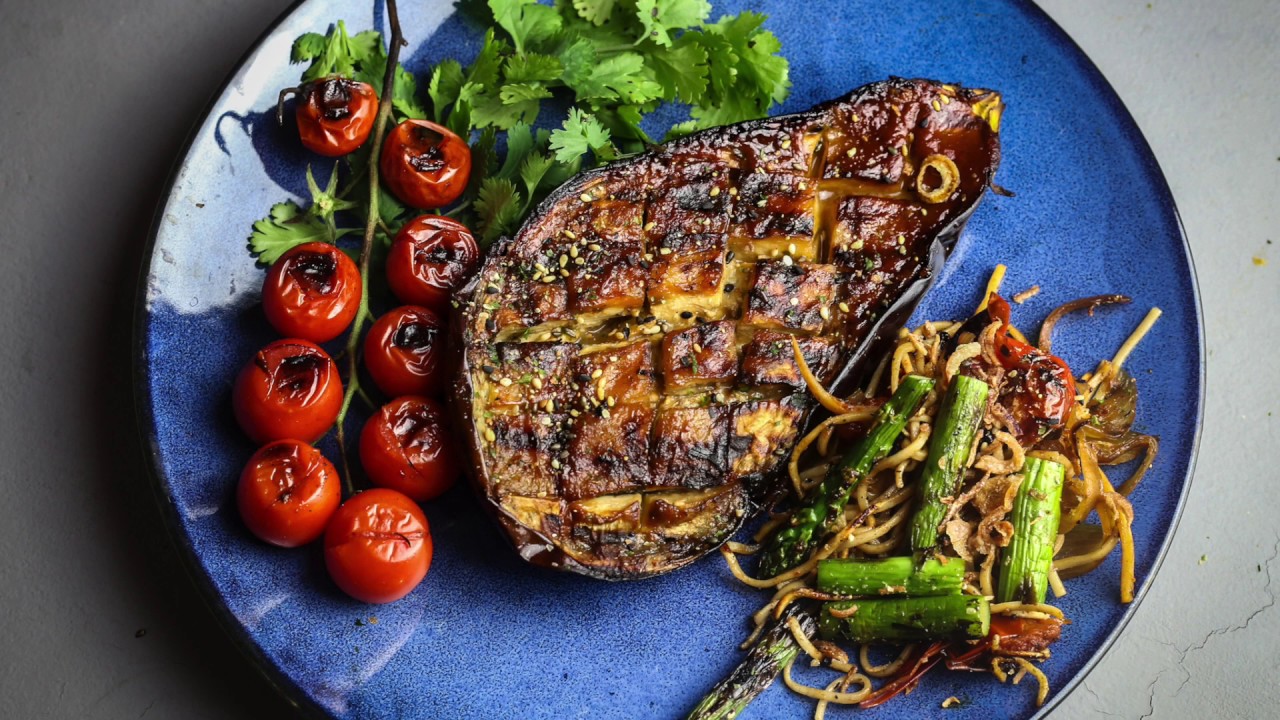 Kamado Joe Miso Glazed Eggplant, Pork Chops and Soba Noodles YouTube
