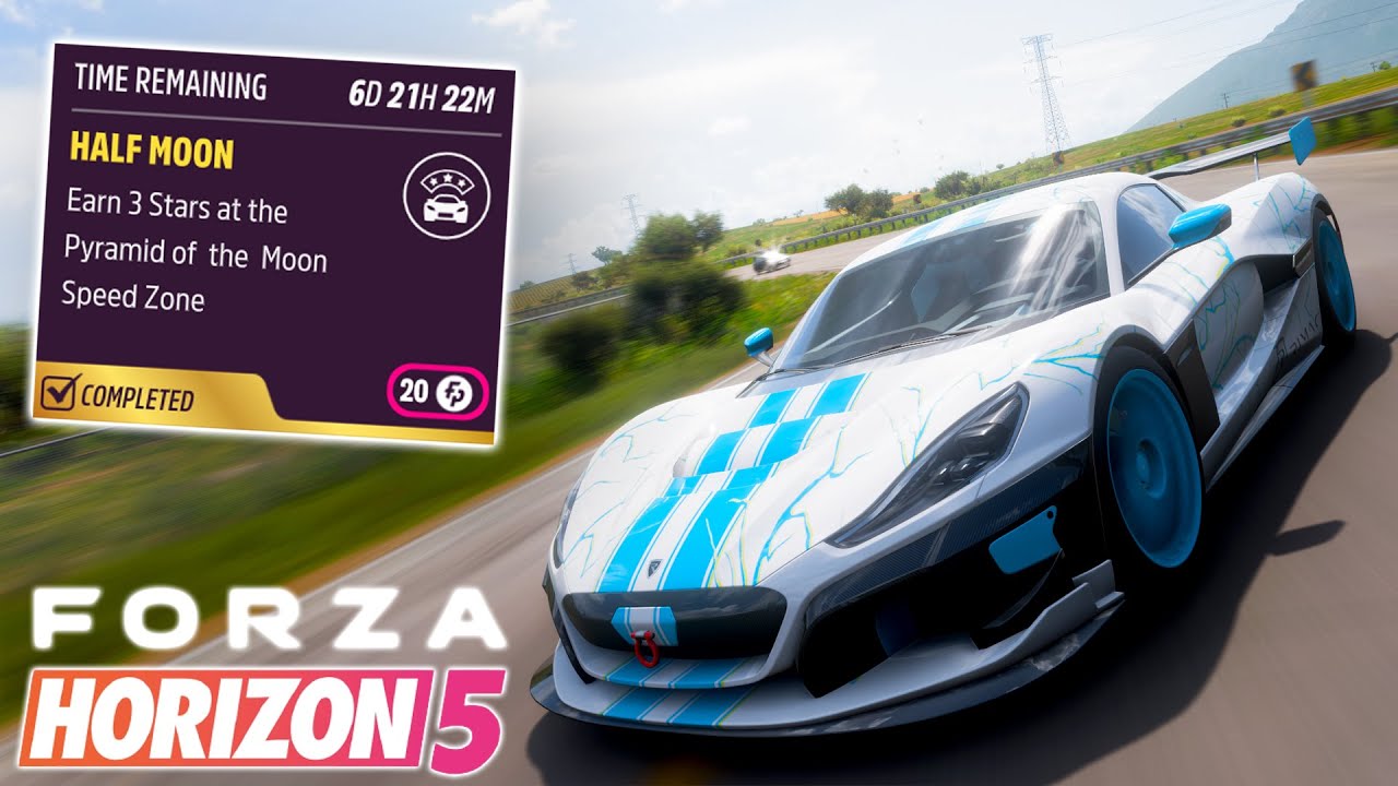 Forza Horizon 5 Daily Challenge "Half Moon" Earn 3 Stars At The Pyramid Of The Moon Speed Zone