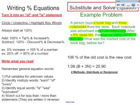 Writing Percentage Equations - YouTube