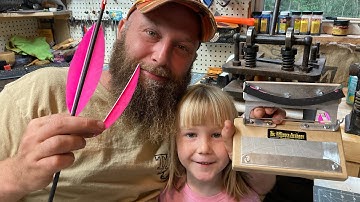 Hand Cut Feather Fletching  Using A 3 Rivers Archery Little Chopper