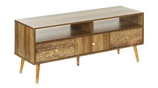 I 2835 - TV Stand - 48"L / Walnut Mid-Century with 3 Drawers - Monarch Specialties