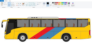 How to draw Bus in Ms Paint | Bus drawing Tutorial in Computer Paint.