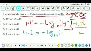 If tomato juice is having a pH of 4.1, the hydrogen ion concentration will be Gate Environmental Eng