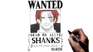 How To Draw Shanks Wanted Poster | Step By Step | One Piece