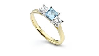 3 Stone Aquamarine Diamond Ring
