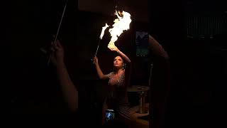 Fire eating, fire fleshing demo and fire fans