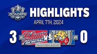OHL Playoff Highlights: Oshawa Generals @ Barrie Colts - Game 6 -  April 7th, 2024