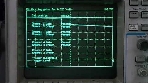 HP 54602B Oscilloscope Cal. - Vertical Calibration Running Screen
