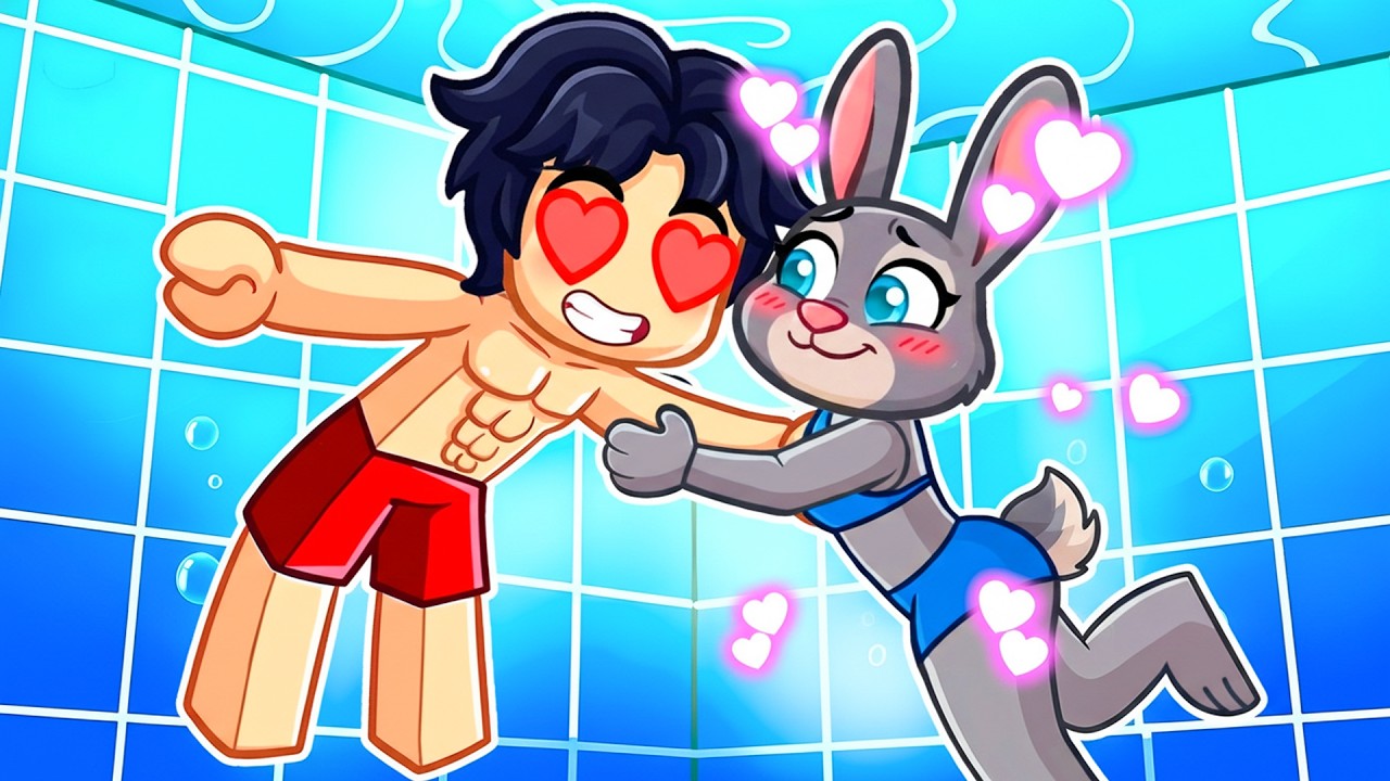 I KISSED My CRUSH JUDY HOPPS at a POOL PARTY in Roblox!