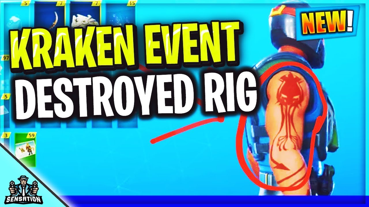 FORTNITE KRAKEN EVENT DESTROYED THE RIG SEASON 3 STARTING CUT SCENE