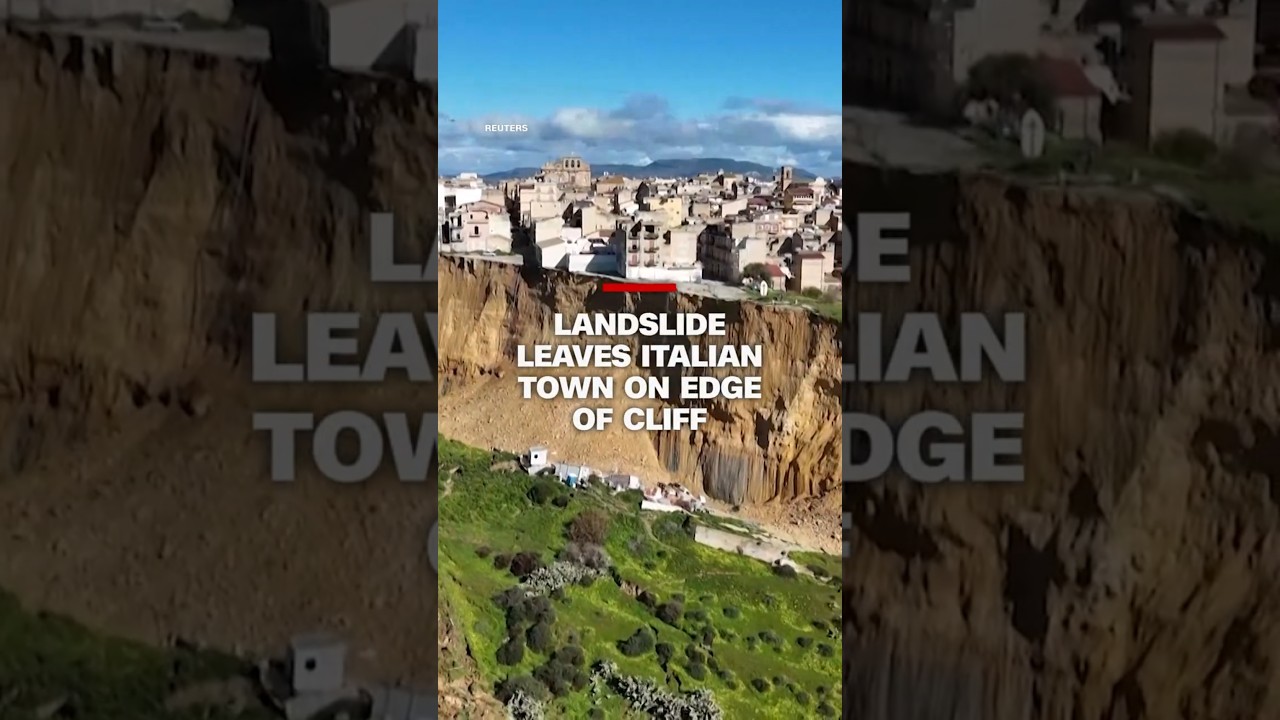 Landslide leaves Italian town on edge of cliff