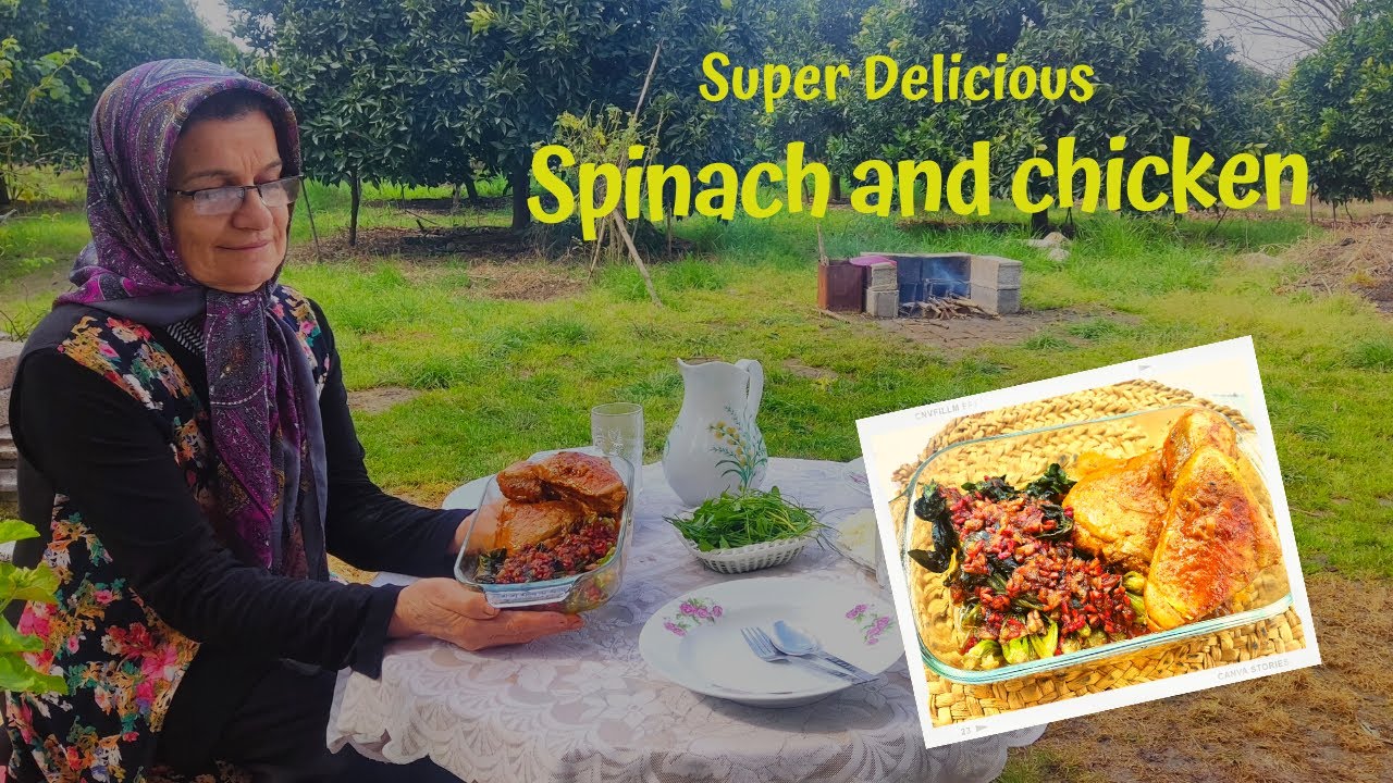 IRAN Village Life / Spinach Stew (Khoresh Morgh o Esfenaj) | Super Delicious Village Lunch | 4k