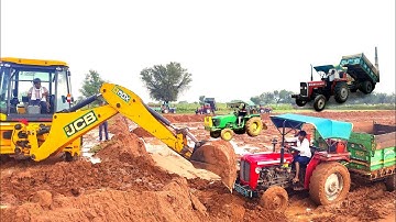 Jcb 3dx Eco Machine Backhoe Loader Working Loading Mud in Trolley Massey 1035, Eicher Tractor । JCB