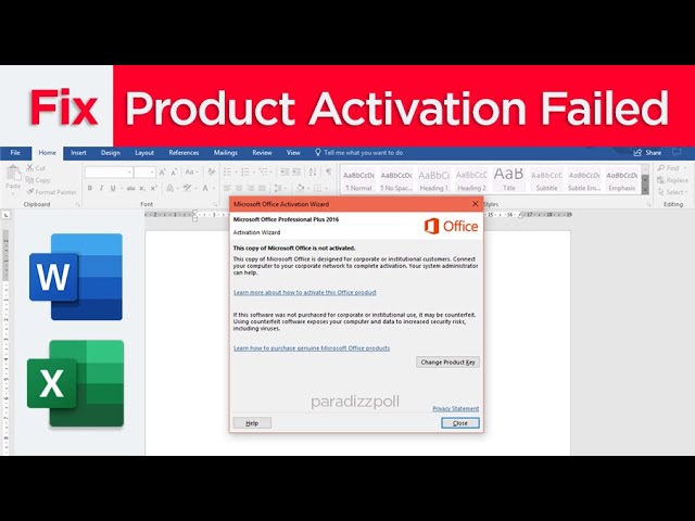 Fixed Key Activate Failed in Microsoft Office, Word, Excel, Powerpoint -  YouTube