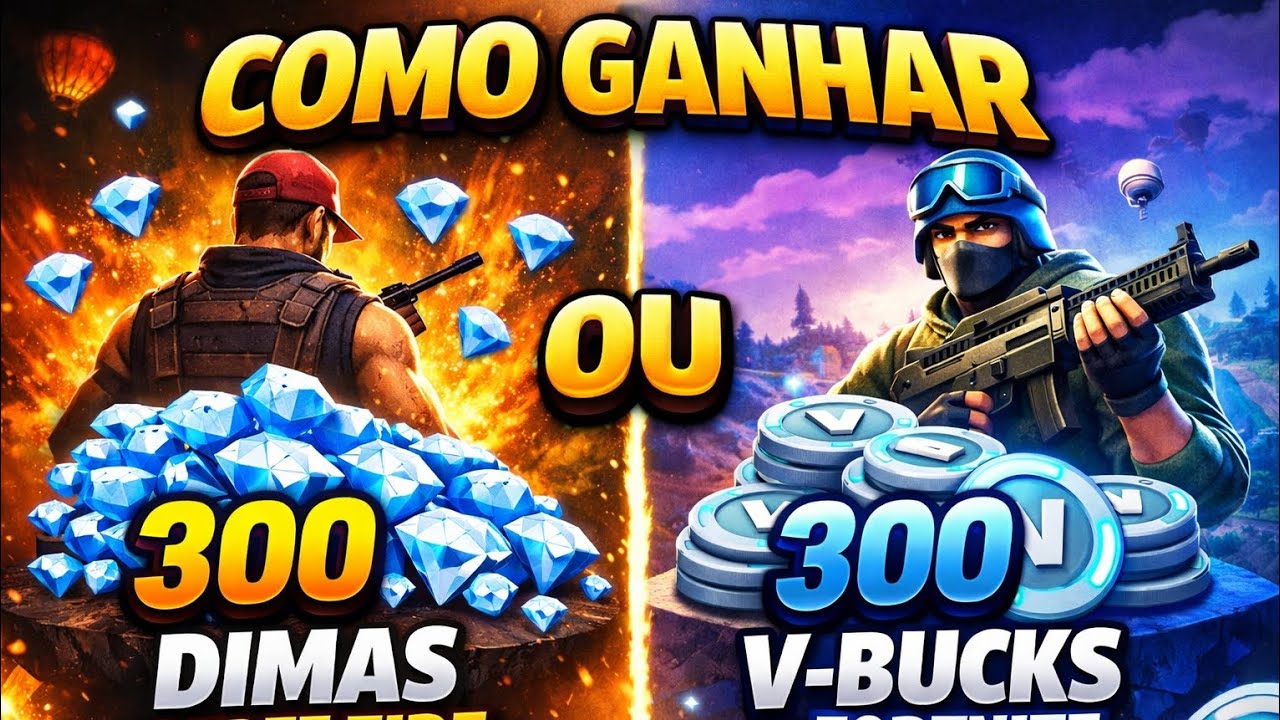 COMO GANHAR 300 DIMAS NO FREE FIRE/ FORTNITE EM 2026 