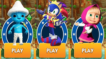 Jester Sonic vs Smurf Cat: Jungle Beat vs Masha 3D Runner vs All Bosses Zazz Eggman - Sonic Dash
