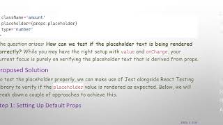 Testing the Placeholder Property in React Inputs with Jest and React Testing Library