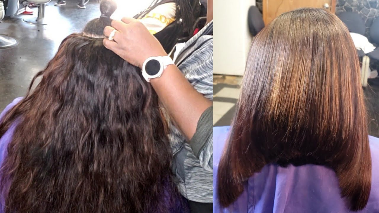 ASYMMETRICAL Bob Haircut on a Second install SEW-IN - YouTube