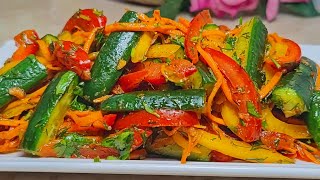 Готовлю каждый день. Мой дежурный салат из огурцов. Очень вкусный и простой рецепт.