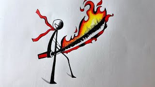How to Draw Stickman Sword Power | Easy Step-by-Step Drawing Tutorial 