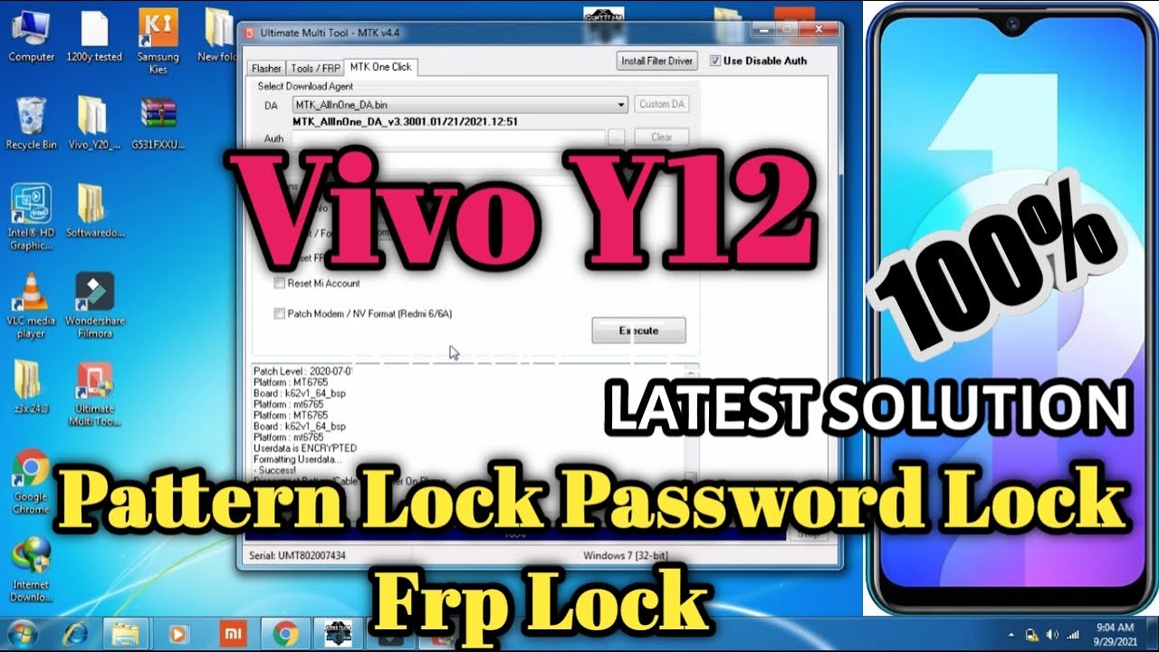 vivo y12 (1904) pattern lock Password Lock FRP Lock Umt