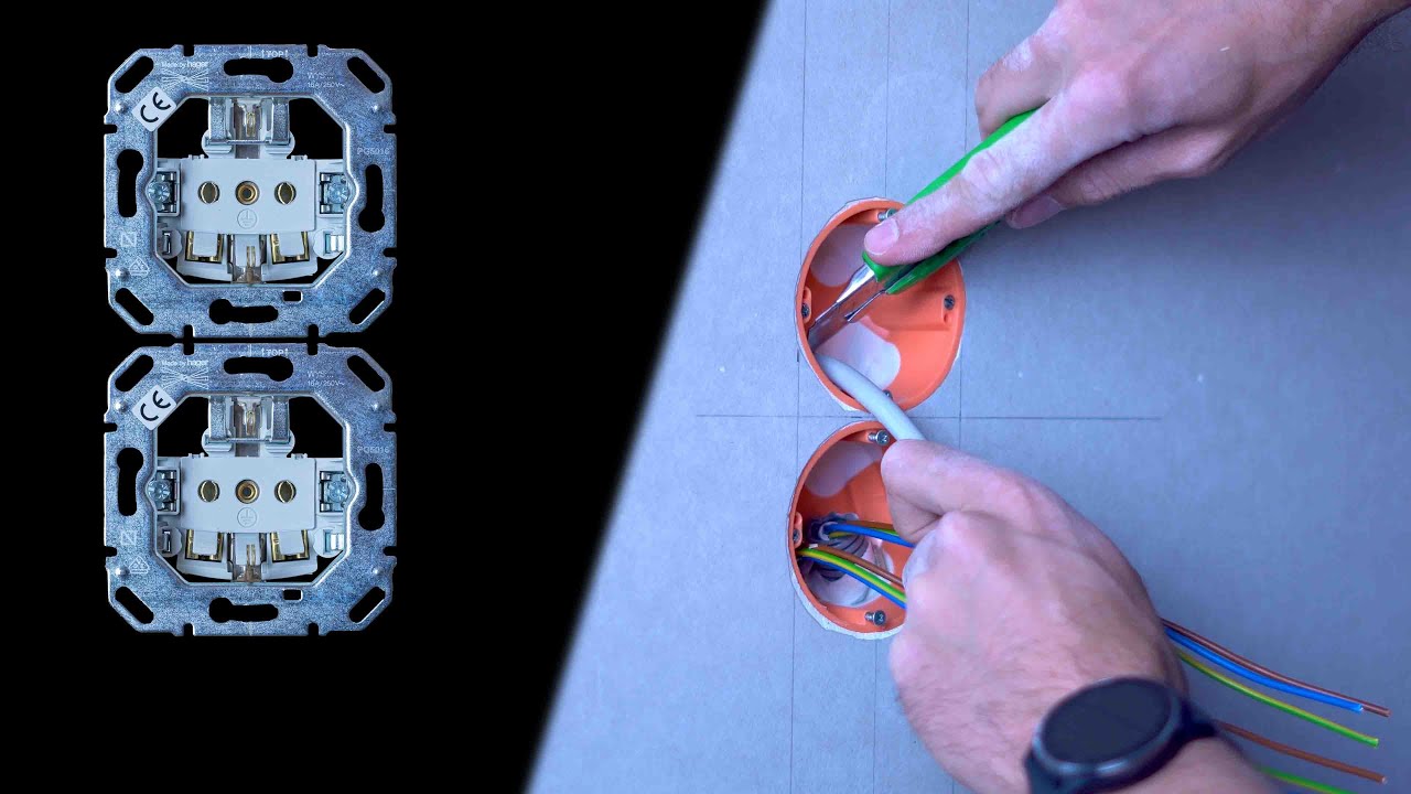 2-fach Steckdose einbauen mit mehreren Kabeln