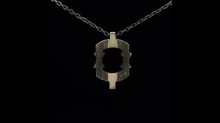 14K Yellow Gold Oxidised Silver Diamond Dwell Pendant