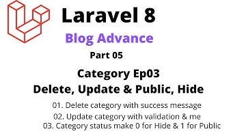 #5 Category Ep 03. Laravel 8  Blog Advance. Category Update, Delete, Status,1/0. By With Us Buddy