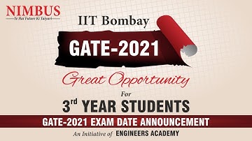 GATE 2021 Dates Announced : IIT Bombay Released Dates of GATE-2021 | Important Notification