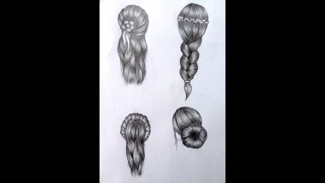4 easy hair style drawing||How to draw hair style very easily||