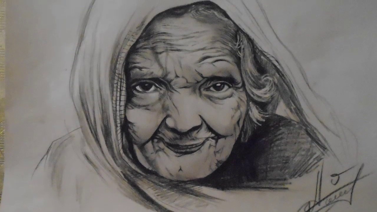 Old Woman Face Sketch