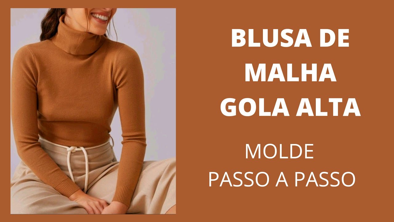 DIY Como fazer Blusa de Malha Gola Alta_Costura fácil passo a passo para iniciantes Gisleide Novelo