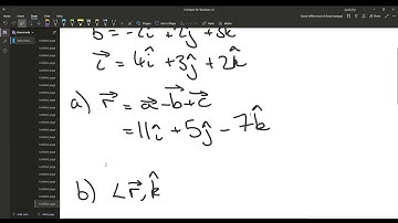 (a) In unit vector notation, what is r = a - b + c if: a = 5i + 4j - 6k, b = -2i + 2j + 3k, and c =…