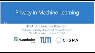 Tutorial on Privacy in Machine Learning https://lnkd.in/eXCstRSN at ML in PL 2026 Update
