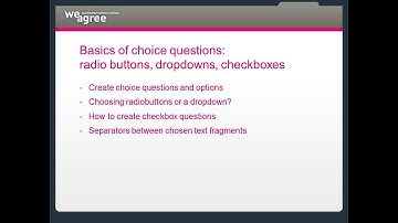 Contract automation Weagree, Tutorial A.7, Choice questions: radio buttons, dropdowns, checkboxes