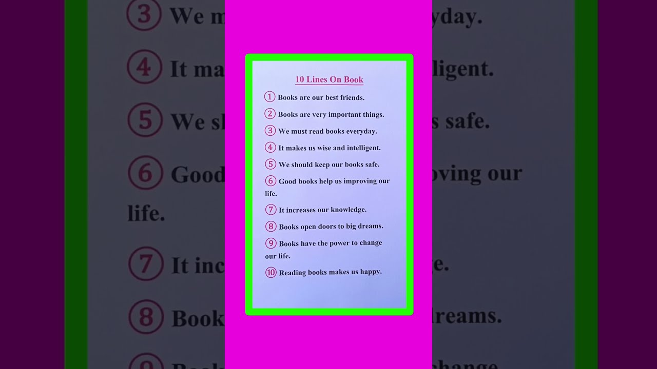 Essay On Book In English 10 Lines Paragraph