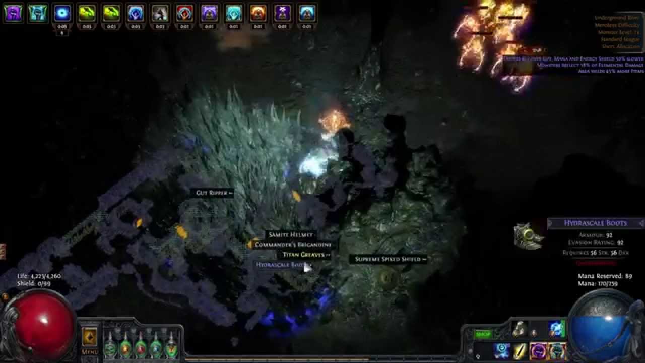 Path of Exile 74 River Ele reflect - Kinetic Blast Frost Wall Cast on Crit