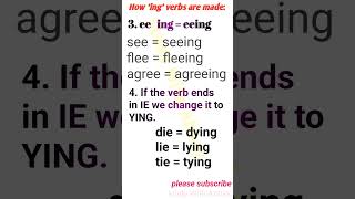 Rules for ing form of verb #verb #englishshorts #english #grammar #shorts #verbsinenglishgrammar