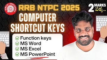 RRB NTPC All Computer Shortcut Keys ⌨️ 🔥 Windows, MS Word, Excel, PowerPoint 🧠 TEJUS SIR EXAM TRICKS
