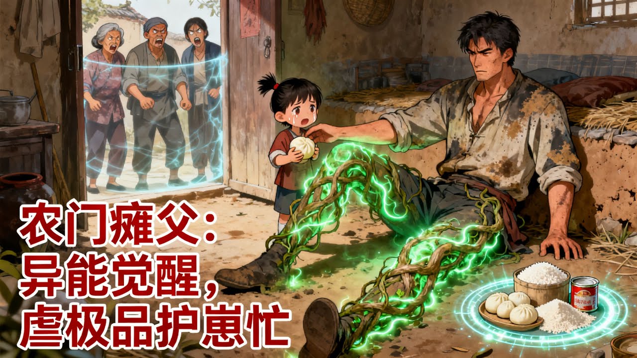 🔥第一集🔥《農門癱父：異能覺醒，虐極品護崽忙》穿成癱瘓爹，親孃罵我喫白飯還要賣閨女？末世大佬怒了！木系治腿空間囤糧，帶着崽崽分家單幹，從此全村跪求抱大腿！#漫畫解說#玄幻#爽文#小說推薦#有聲書