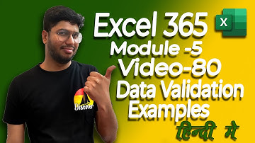 Data Validation Examples Function in Excel | Module 5 | Video 80 [Hindi]
