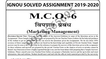 MCO-6 Solved Assignment 2019-20