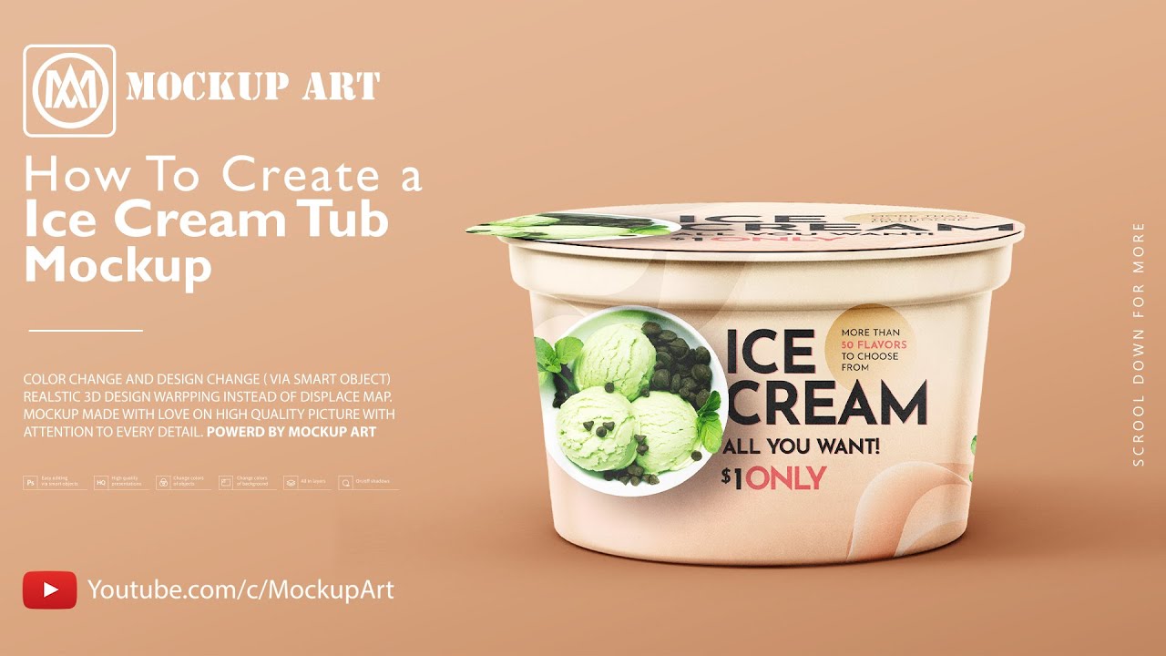 How to make an Ice Cream Tub Mockup  Photoshop Mockup Tutorial 