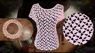 Drunken Granny Stitch in a Round, Crochet Blouse, Detailed Tutorial part 1 🍾