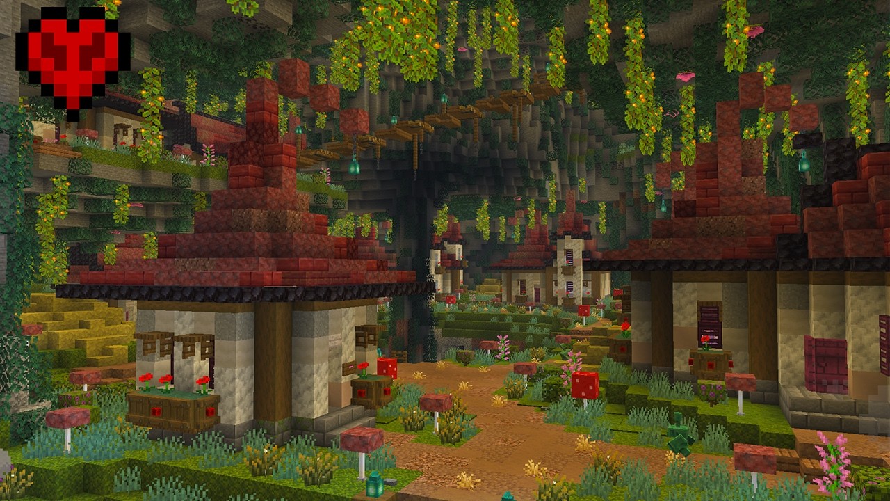 I built an AMAZING Cave village in HARDCORE Minecraft
