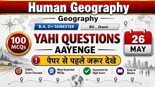 Human Geography BA 2nd Semester Top MCQs | BU Jhansi | Important Objective Questions
