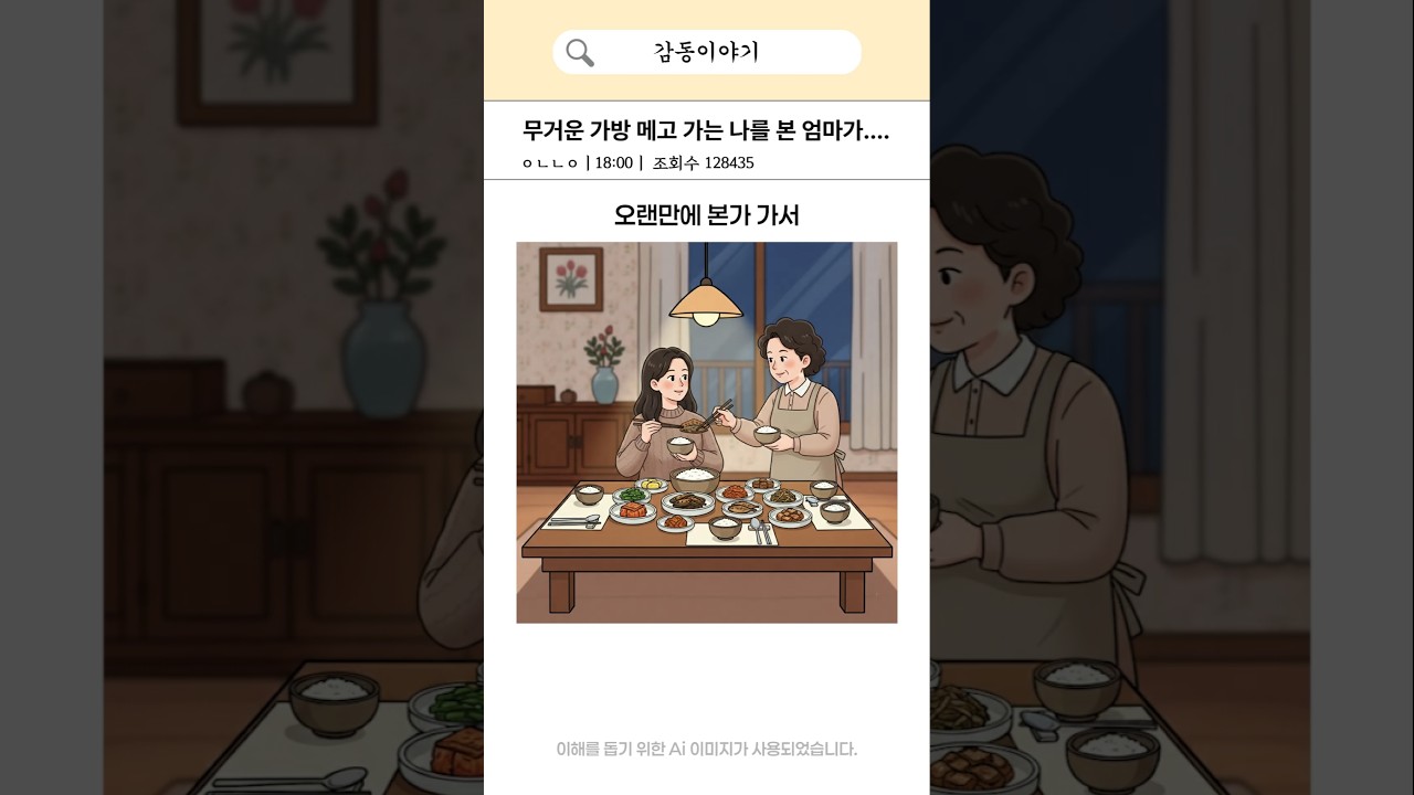 무거운 가방 메고 가는 나를 본 엄마가..