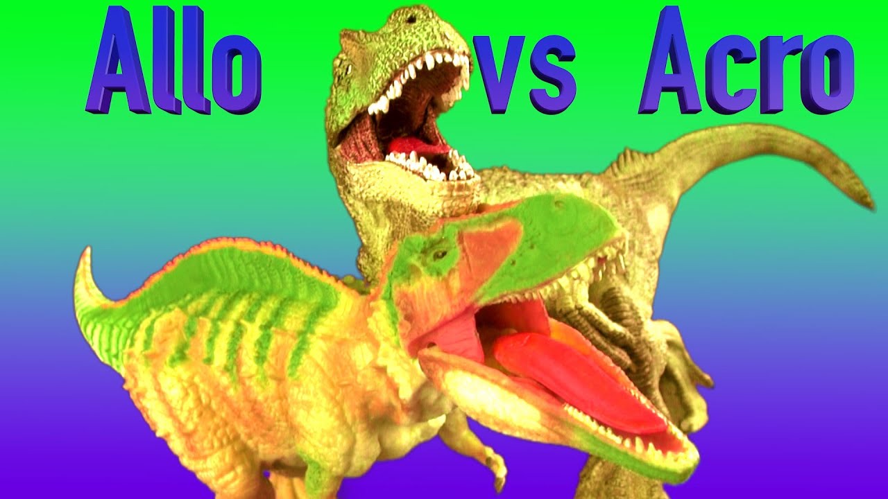 t rex ark Dinosaur Fight ALLOSAURUS vs ACROCANTHOSAURUS Battle Kids Dino รบ ไดโนเสาร SuperFunReviews