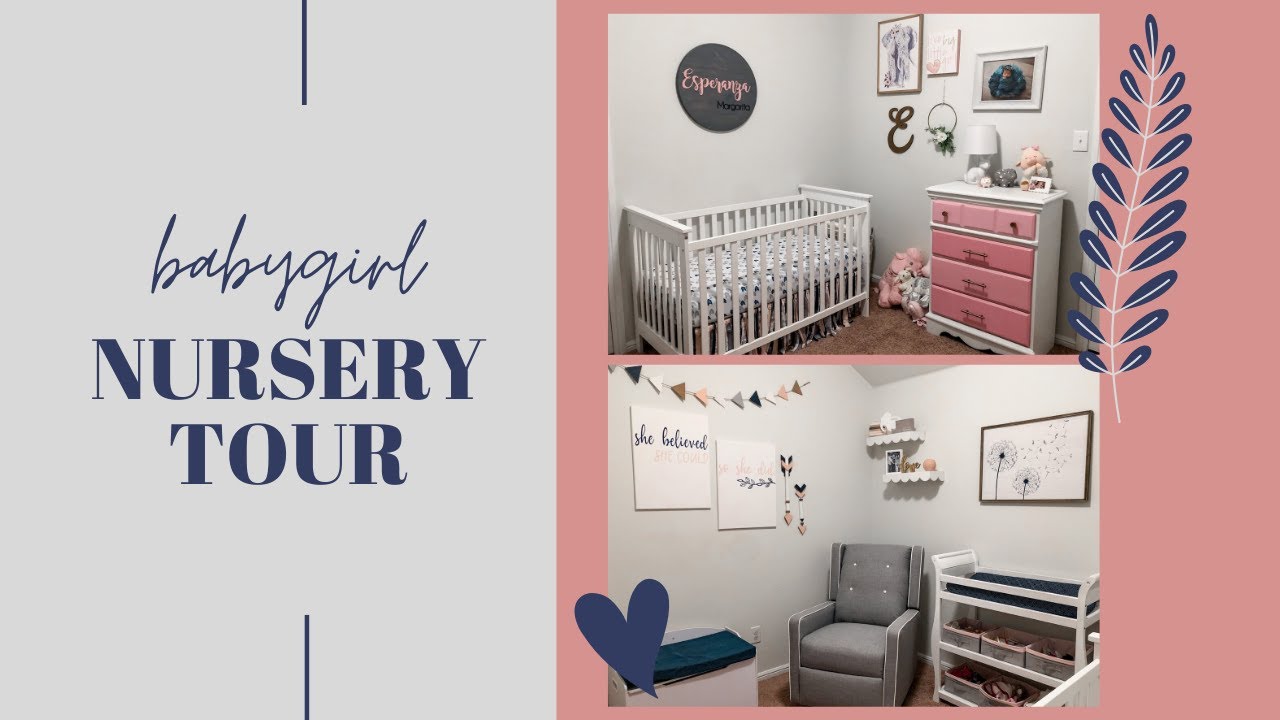 BABY GIRL NURSERY TOUR 2020 Pink, Navy, + Gray YouTube